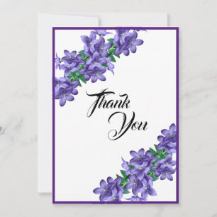 Carte De Remerciements Chic Élégant de Campagne Fleurs Violettes