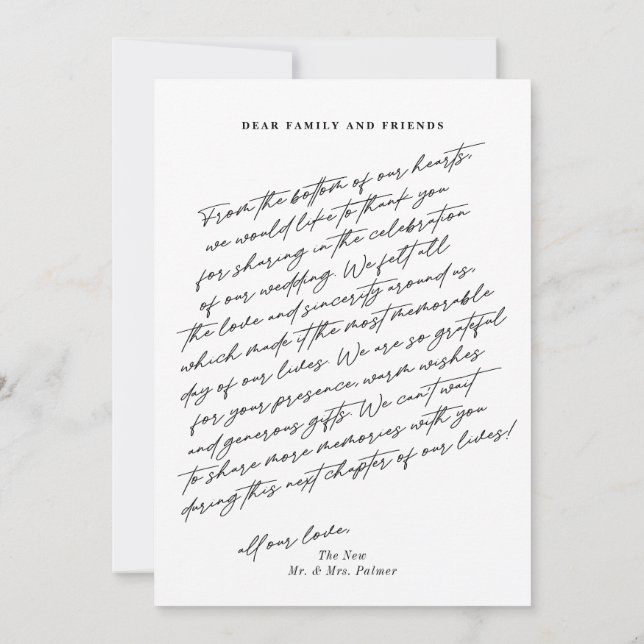 Carte De Remerciements Chic Elegant Script 3 Photo Mariage (Dos)