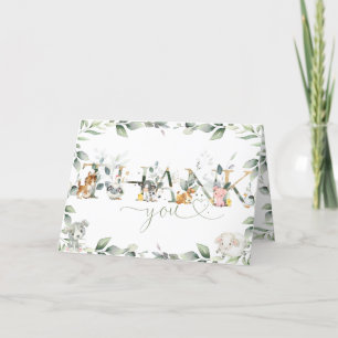 Carte De Remerciements Chic Farm Animaux Baby shower verdoyant Anniversai