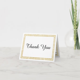 Carte De Remerciements Chic Faux Gold Glittered Trim - Thank You card