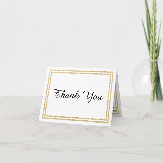 Carte De Remerciements Chic Faux Gold Glittered Trim - Thank You card (Devant)