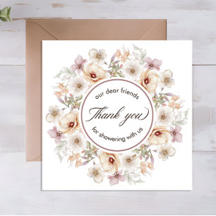 Carte De Remerciements Chic Fleurs Aquarelle Bébé en Fleur Mariage Shower