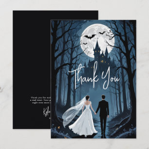 Carte De Remerciements Chic Forêt Sombre Château Ensorcelé Mariage TLW26