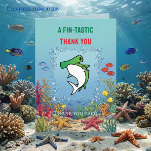 Carte De Remerciements Chic Garçon Anniversaire Requin Marteau Vert