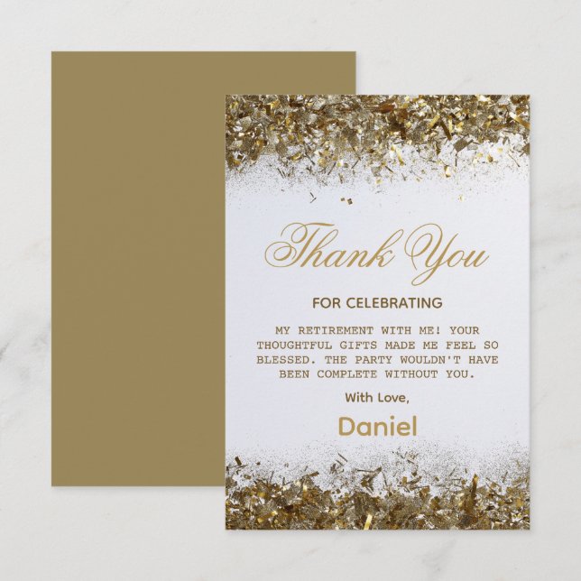 Carte De Remerciements Chic Gold Surprise Retraite Party 2025 (Devant / Derrière)