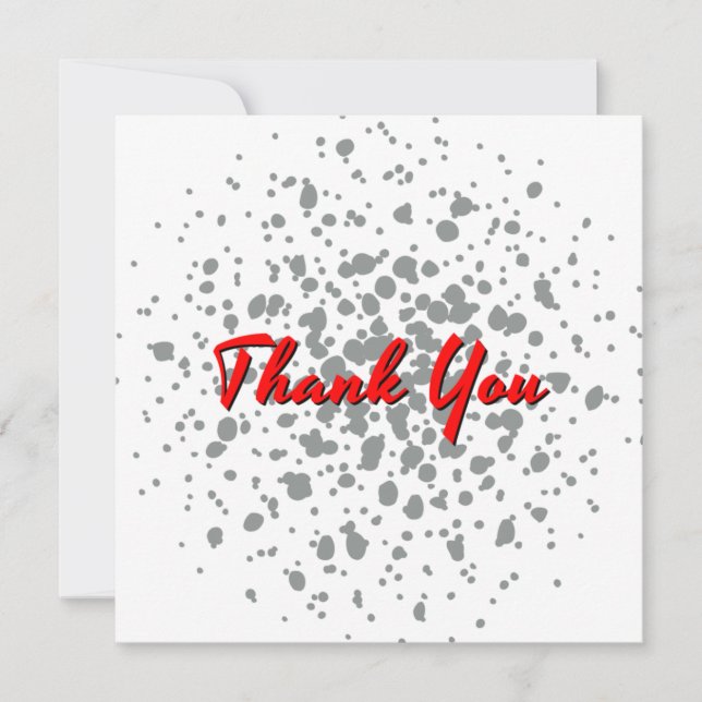 Carte De Remerciements Chic Grey Explosion Aquarelle Points Texte rouge (Devant)