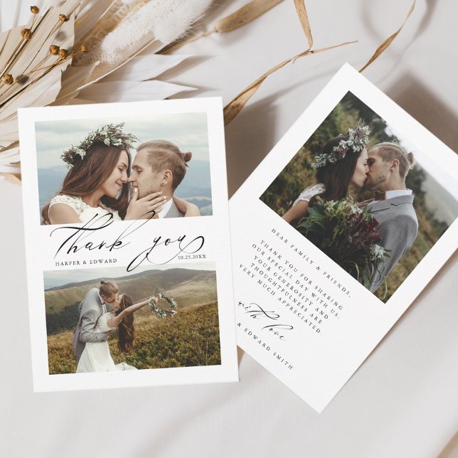 Carte De Remerciements Chic Hand Lettré 3 Mariage photo (Créateur téléchargé)