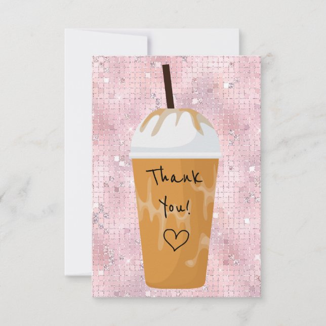 Carte De Remerciements Chic Iced Café Bling Rose (Devant)