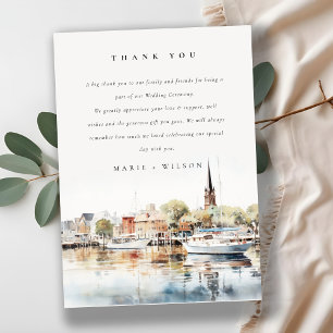 Carte De Remerciements Chic Mariage d'aquarelle Annapolis Maryland