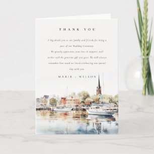 Carte De Remerciements Chic Mariage d'aquarelle Annapolis Maryland