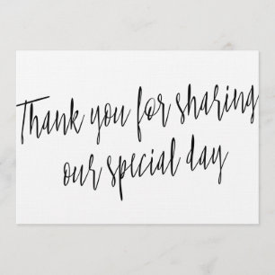 Carte De Remerciements Chic "Merci pour partager notre journée spéciale"