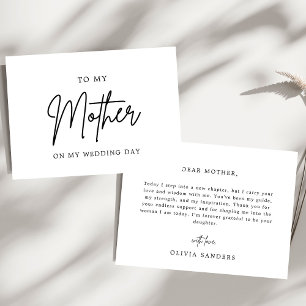 Carte De Remerciements Chic Minimaliste À Ma Mère Le Jour De Mon Mariage
