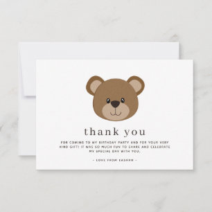 Carte De Remerciements Chic minimaliste Brown Ours Anniversaire