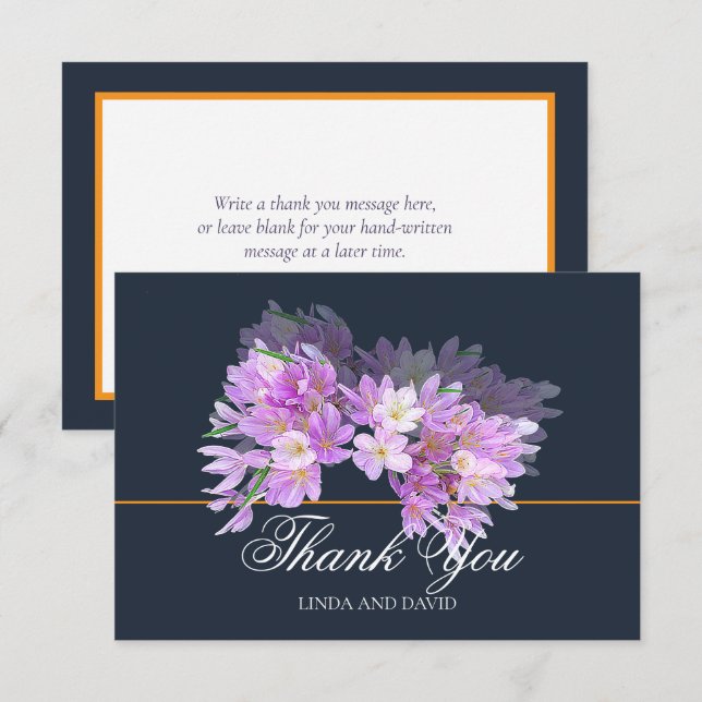 Carte De Remerciements Chic Modern Purple Crocus Bridal Shower Thank You (Devant / Derrière)
