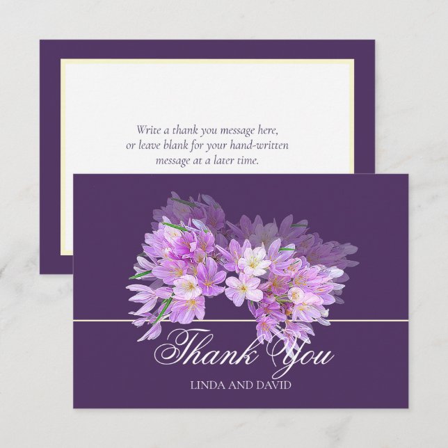 Carte De Remerciements Chic Modern Purple Crocus Bridal Shower Thank You (Devant / Derrière)