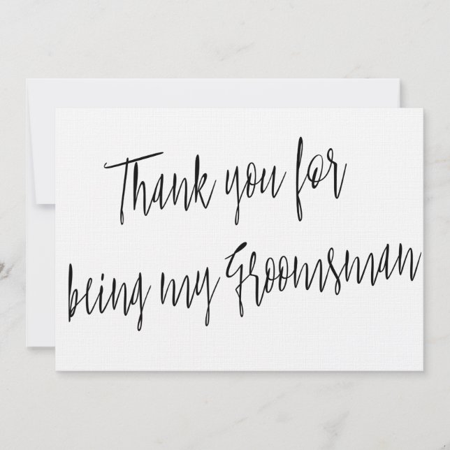 Carte De Remerciements Chic moderne "Thank you for bin my groomsman" (Devant)