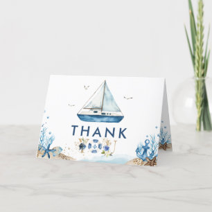 Carte De Remerciements Chic Nautical Boat Ahoy C'est un Baby shower garço