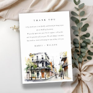 Carte De Remerciements Chic New Orleans Louisiana Mariage aquarelle