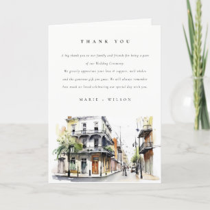 Carte De Remerciements Chic New Orleans Louisiana Mariage aquarelle