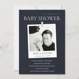 CARTE DE REMERCIEMENTS CHIC NOIR PERSONNALISÉ PHOTO COUPLES BABY SHOWER I