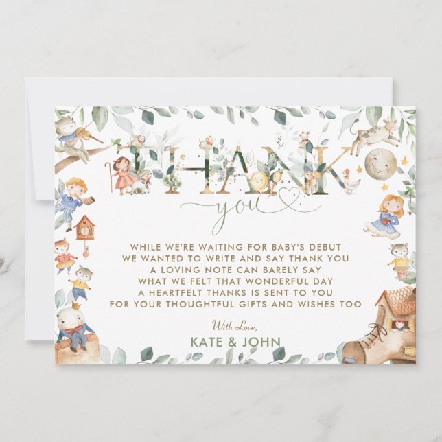 Carte De Remerciements Chic Nursery rime verdure Baby shower garçon fille (Devant)