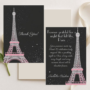 Carte De Remerciements Chic Parisien Rose Pâle Pailleté Anniversaire Douc