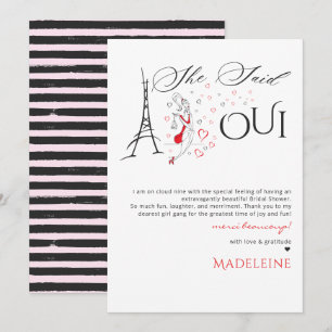 Carte De Remerciements Chic Parisienne Elle a Dit Oui Réception de Mariag