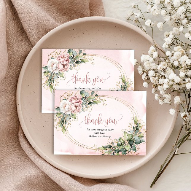 Carte De Remerciements Chic Rose Gold Floral Greenery Thank You Card (Chic Rose Gold Floral Greenery Thank You Card)