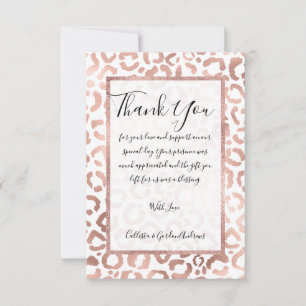 Carte De Remerciements Chic Rose Gold Leopard Cheetah Poster de animal