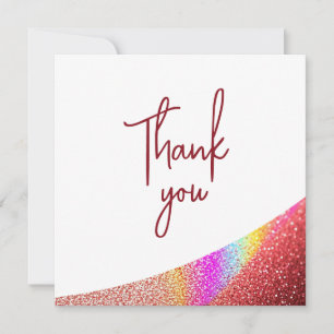 Carte De Remerciements Chic Rose Parties scintillant or Rainbow Sweet 16