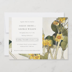 Carte De Remerciements Chic Rustique Jaune Daffodil Mariage Floral Invite