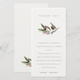 Carte De Remerciements Chic Rustique minimaliste Mariage de feuillage de 