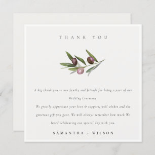 Carte De Remerciements Chic Rustique minimaliste Mariage de feuillage de
