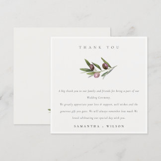 Carte De Remerciements Chic Rustique minimaliste Mariage de feuillage de