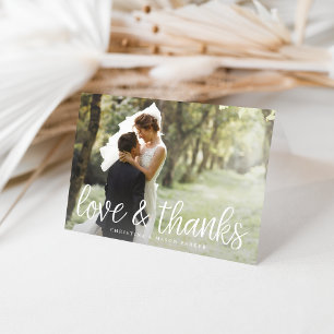 Carte De Remerciements Chic Script Photo de mariage Amour & Remerciemen