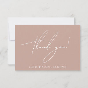 Carte De Remerciements Chic Simple Blank back Mariage Blush Rose
