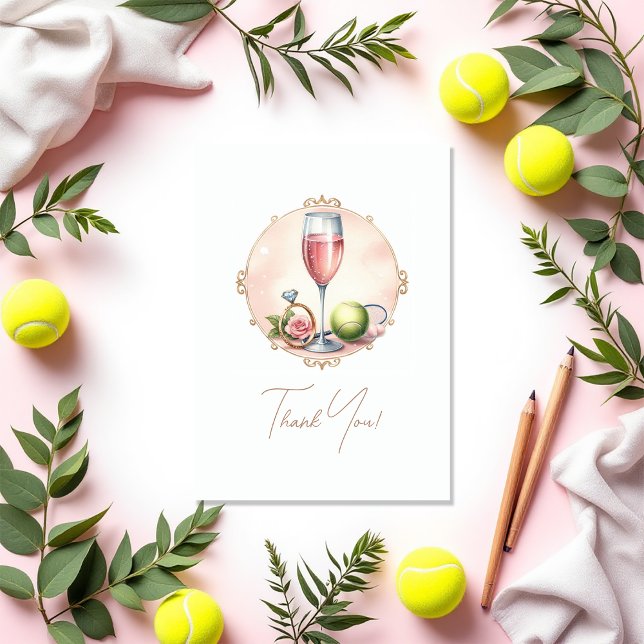 Carte De Remerciements Chic Social Club Tennis Bachelorette Photo (Chic Social Club Tennis Bachelorette Photo Thank You Card)