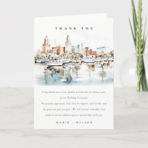 Carte De Remerciements Chic Tampa Floride Skyline Mariage d'aquarelle