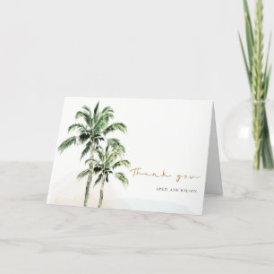 Carte De Remerciements Chic Tropical Beach Palm Trees Mariage aquarelle