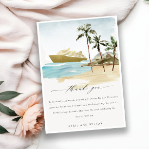 Carte De Remerciements Chic Tropical Seascape Palm Beach Mariage de crois