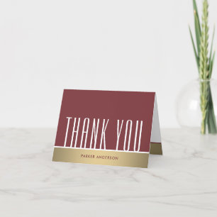 Carte De Remerciements Chic Typographie Minimaliste Élégante Bordeaux et