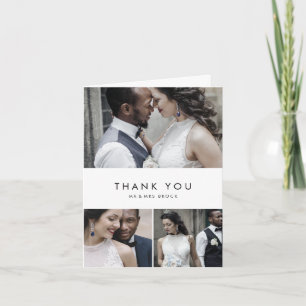 Carte De Remerciements Chic Typography 3 Photo Collage Thank You Card