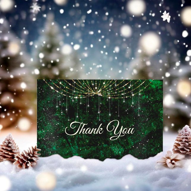 Carte De Remerciements Chic vert argent faux paillettes (Créateur téléchargé)
