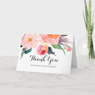 Carte De Remerciements Chic Watercolor Floral Wedding Thank You