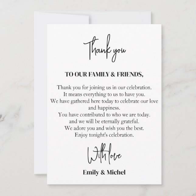 Carte De Remerciements Chic White Sienna table de mariage (Devant)