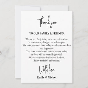 Carte De Remerciements Chic White Sienna table de mariage