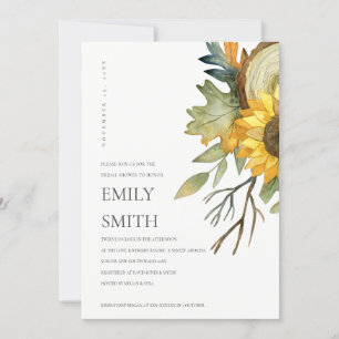 CARTE DE REMERCIEMENTS CHIC YELLOW SUNFLOWER FLORAL BRIDAL SHOWER INVITE