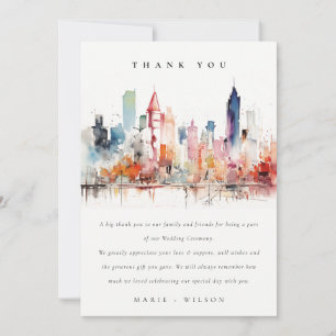 Carte De Remerciements Chicago Illinois Aquarelle Paysage Mariage