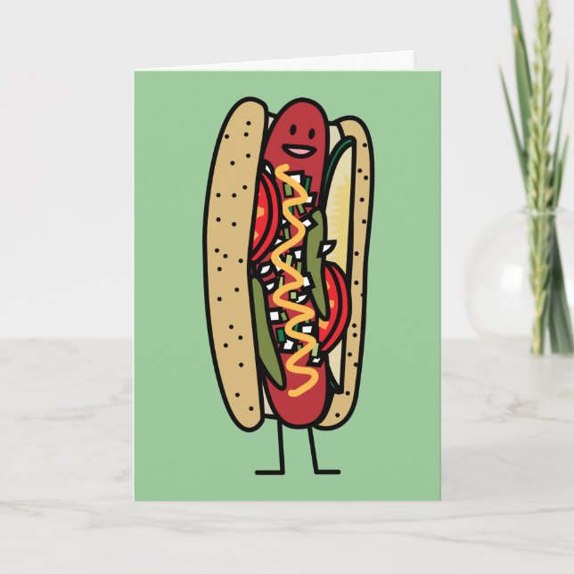 Carte De Remerciements Chicago Style Hot Dog chaud rouge pavot chaux mout (Devant)
