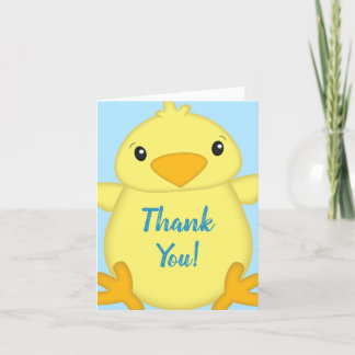 Carte De Remerciements Chick Baby shower bleu ressort